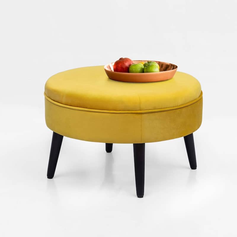 Adeco Carrington Juttersbo Round Tufted Fabric Ottoman