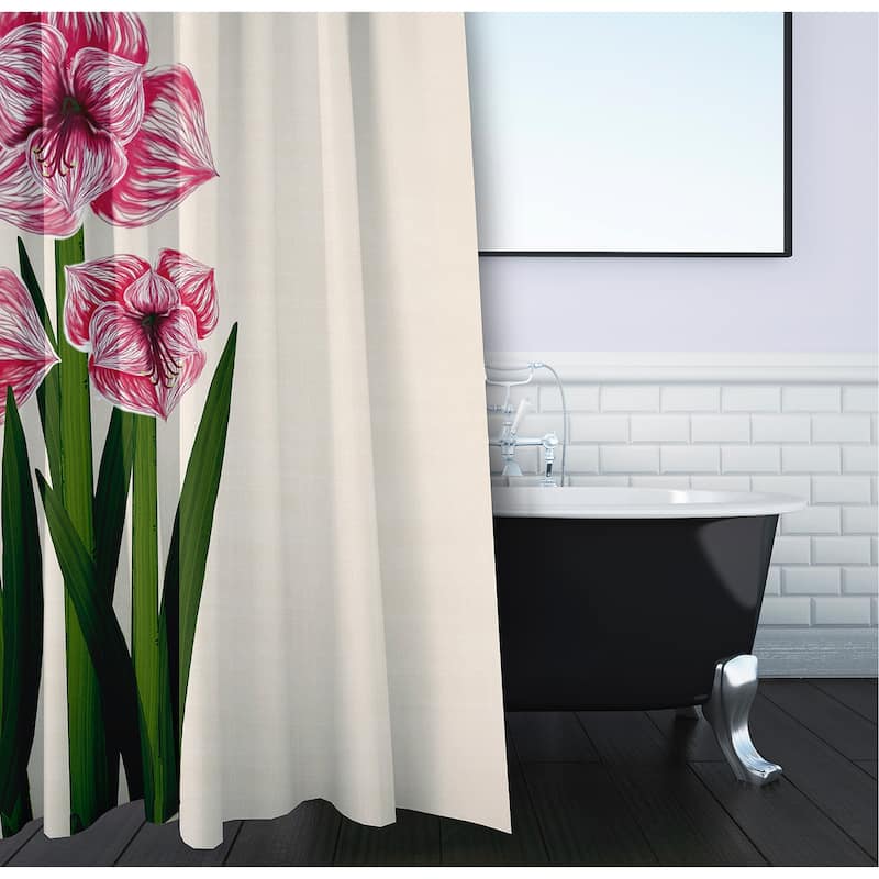 Amaryllis Floral Print Shower Curtain
