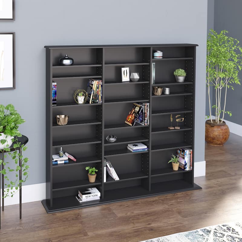 Prepac Media Storage Display Cabinet 8.75" D x 56" W x 51" H - 56" W x 51" H x 8.75" D