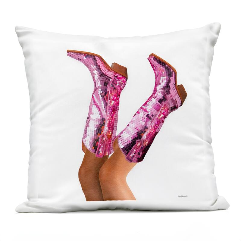Stupell Pink Glam Cowgirl Boots Printed Outdoor Throw Pillow Design by Amanda Greenwood - Accent - Polyester - Pink - Single