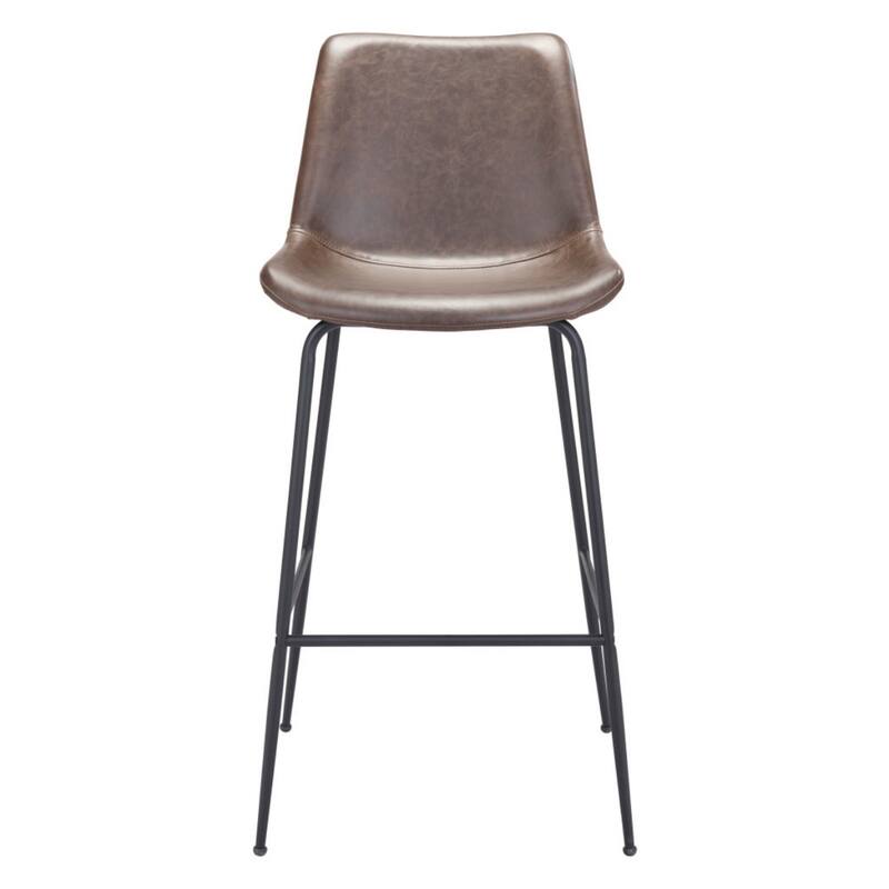 31" Modern Non-Swivel Velvet Bar Chair with Steel Frame and Low Back Bucket Seat Footrest - 20.9”W x 22.2”D x 43.1”H