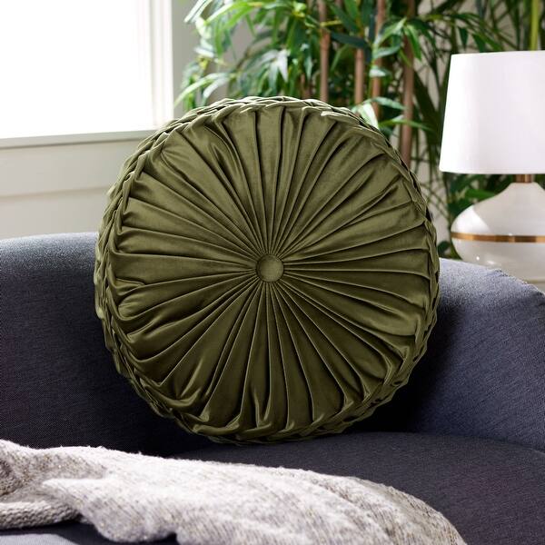 SAFAVIEH Leila 18-inch Round Tufted Decorative Accent Throw Pillow - 18" x 18" Round - Callieste Green
