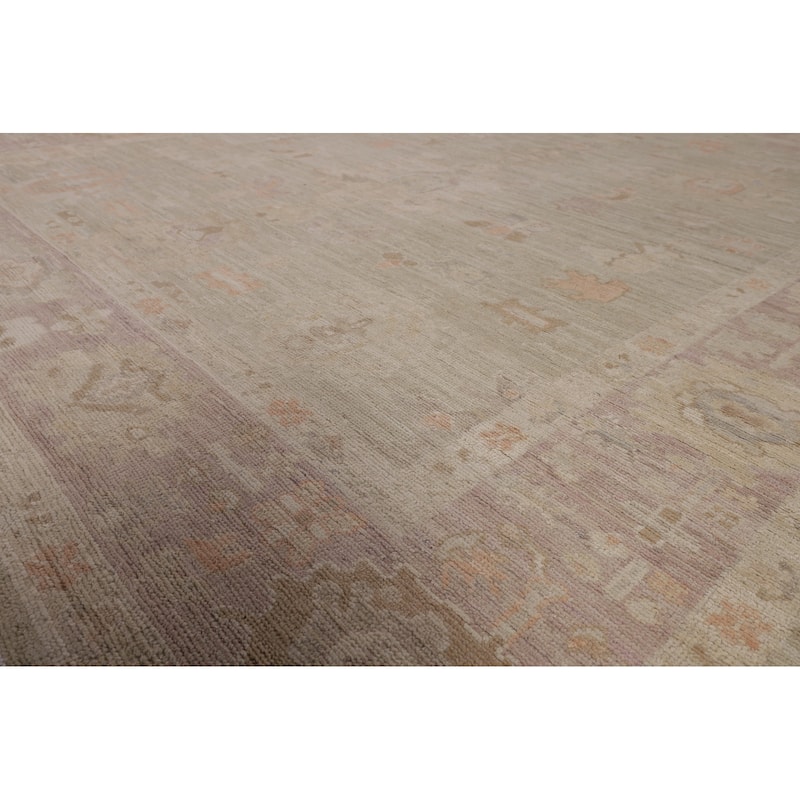 Vegetable Dye Oushak Oriental Area Rug Handmade Green Wool Carpet - 8'5"x 10'1"