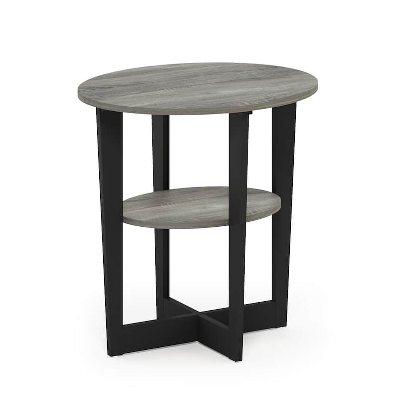 Furinno JAYA Oval End Table - French Oak Grey/Black
