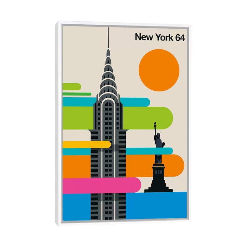 iCanvas "New York 64" by Bo Lundberg Framed Canvas Print - White - 26x18