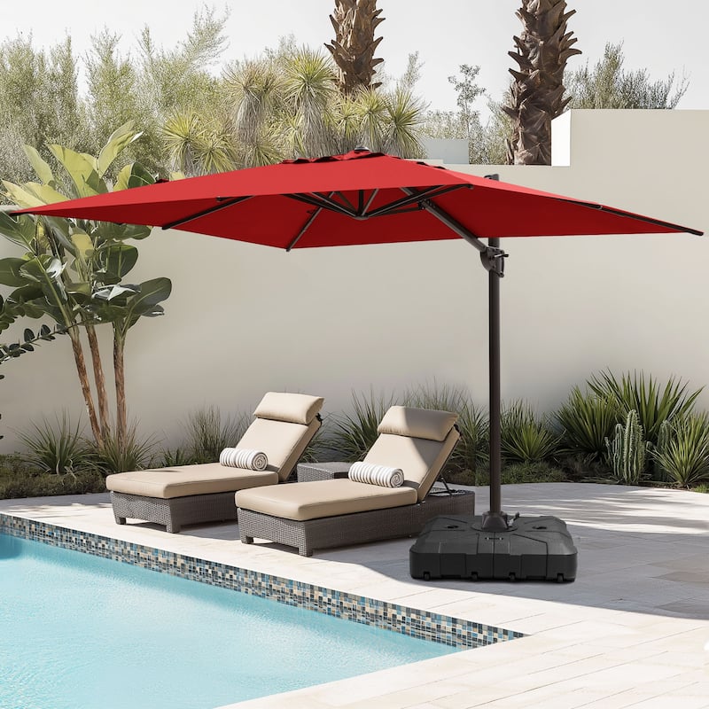 Pellebant 9 FT x 12 FT Outdoor Patio Cantilever-Offset Umbrella with Base