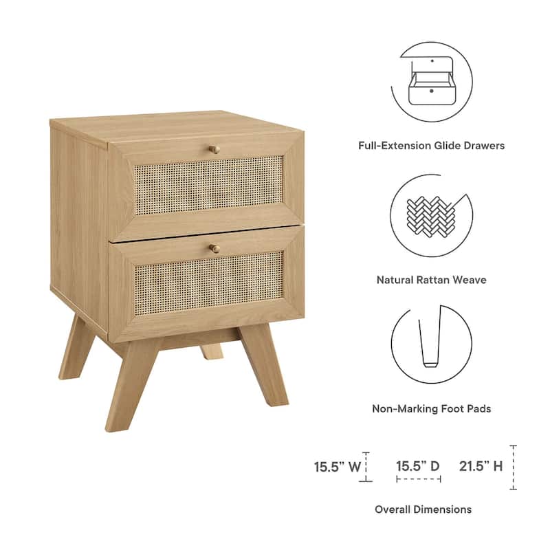 Soma Rattan Weave 2 Drawer Nightstand