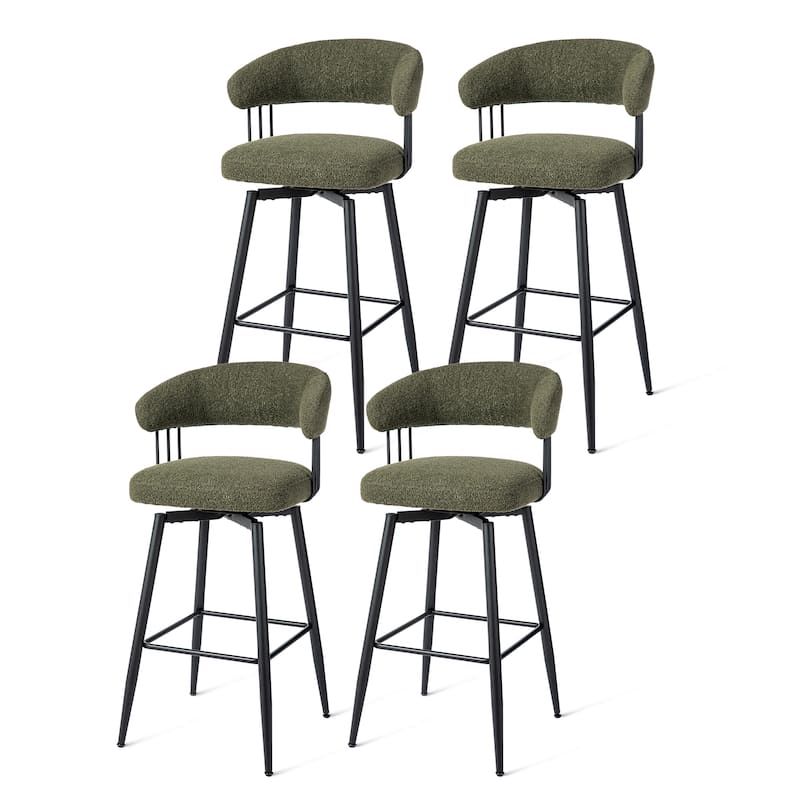 Glitzhome Set of 2 or 4 Modern Fabric Swivel High Bar Stool with Tapered Metal Legs