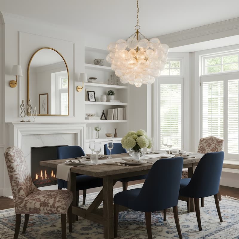 Gold Bubble Ball Chandelier, LED Pendant Light with Glass Globes