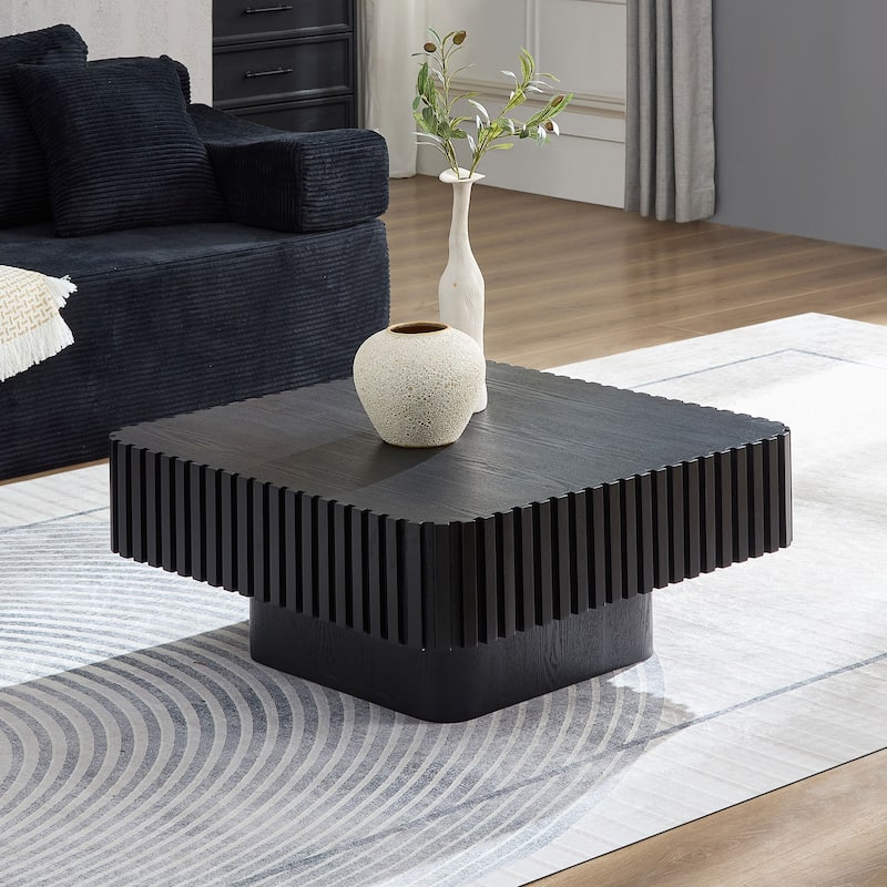 31.5 Inch Modern Handcraft Drum Coffee Table Square Coffee Table for Living Room