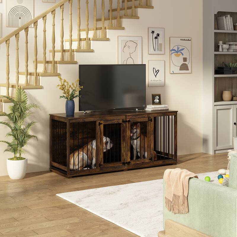 Multi-functional Pet Crate with Secure Locks - Versatile Color Console