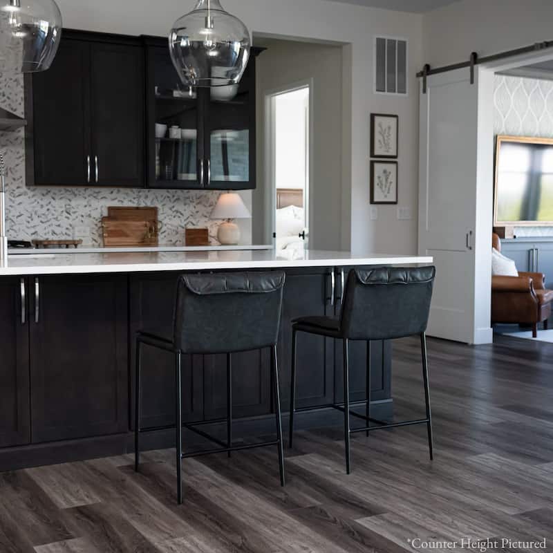 Maven Lane Gerard Bar Metal & Vegan Leather Kitchen Dining Stool