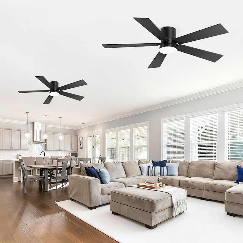 2 Set 42-inch Integrated LED Ceiling Fan with Light and Remote(5 Reversible Blades)