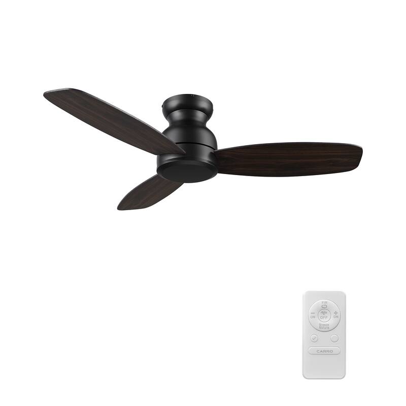 CARRO Claire 48" 3-Blade Indoor Ceiling Fan with Remote-No Light - N/A - Black/Wooden&Walnut
