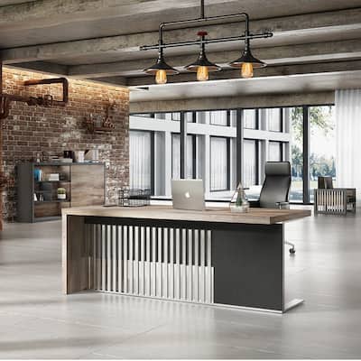 WESOME Modern Executive Office Desk Computer Bussiness Desk with Cable Management