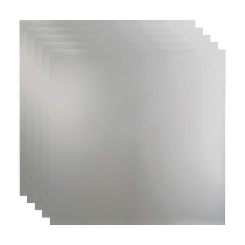 FASÄDE Flat Decorative Vinyl 2ft x 2ft Lay in Ceiling Panel in Brushed Aluminum (5 Pack) - 5 Pack - Brushed Aluminum