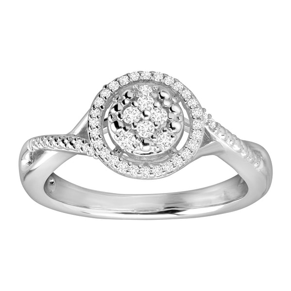 Shop 1/5 ct Diamond Halo Engagement Ring in Sterling Silver Size 7 On Sale Free Shipping