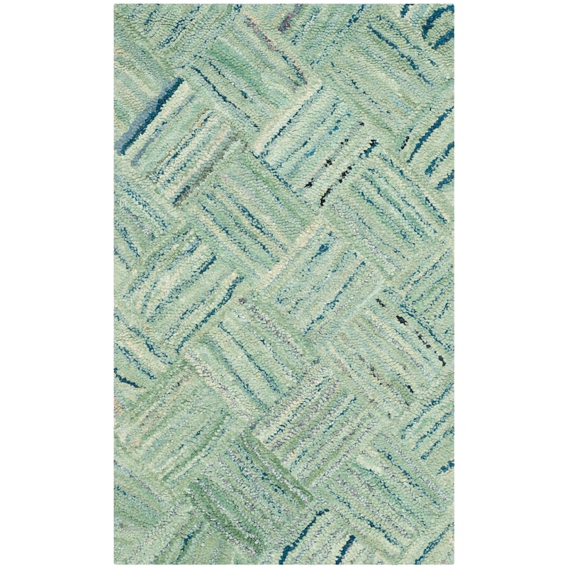 SAFAVIEH Handmade Nantucket Bimla Contemporary Cotton Rug - 3' x 5' - Green/Multi