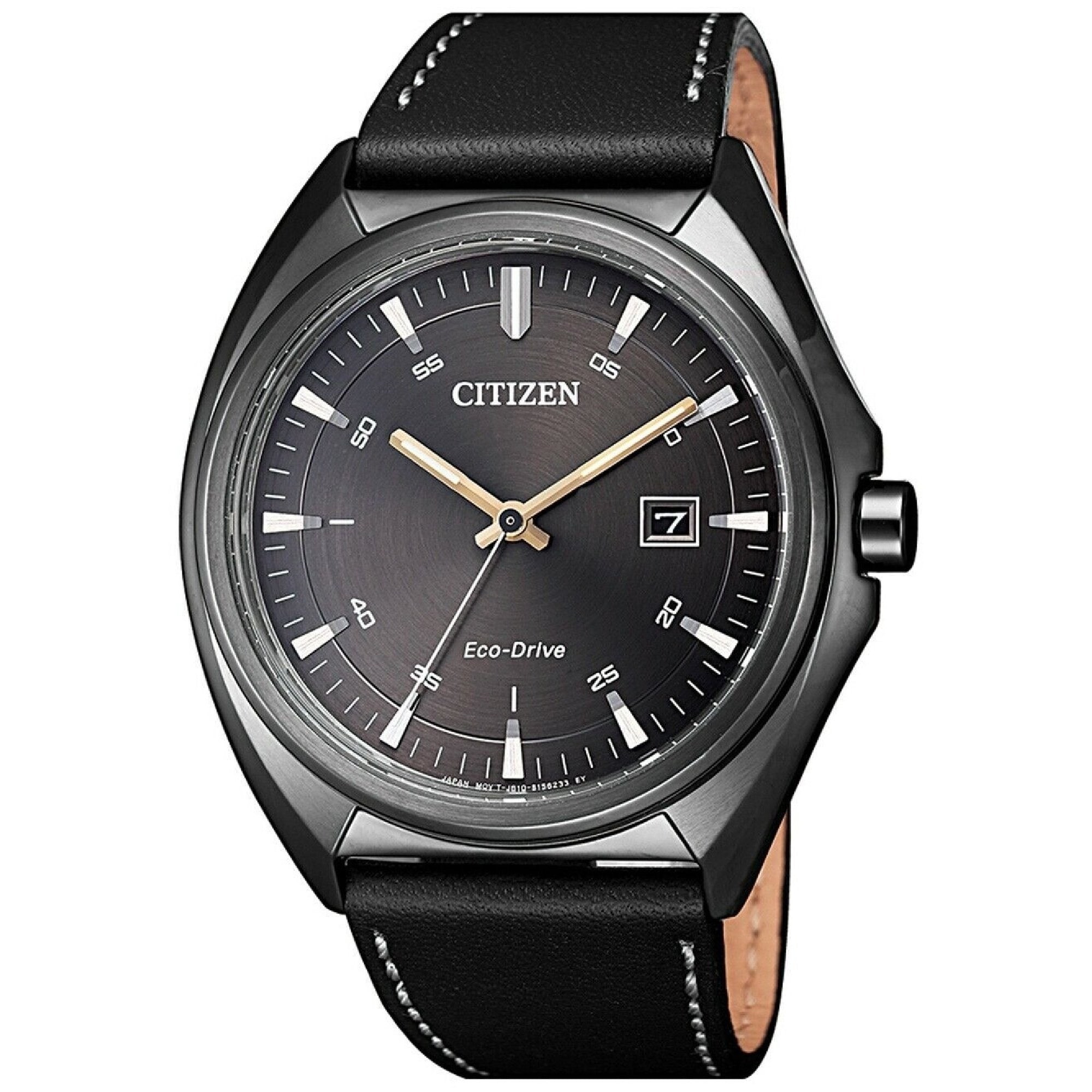 Shop Citizen Men S Aw1577 11h Eco Drive Black Leather Watch Overstock 31488246