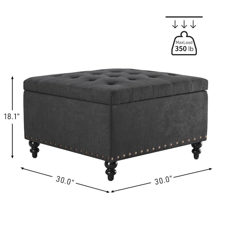 Large Square Storage Ottoman for Living Room