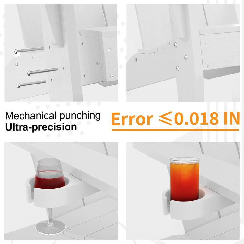 WINSOON 3-Piece All Weather HIPS Outdoor Cup Holder Adirondack Chairs and Table Set