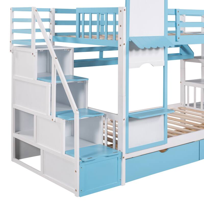 Twin-Over-Twin Castle Style Bunk Bed