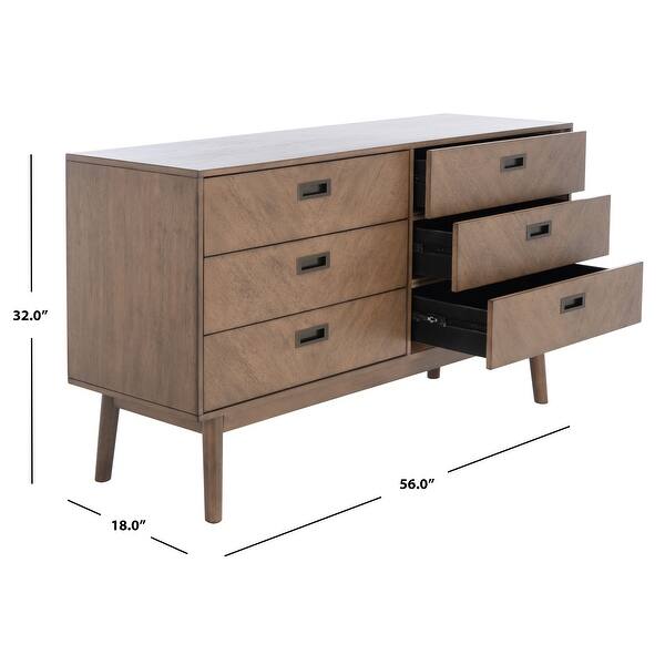 dimension image slide 1 of 3, SAFAVIEH Couture Donald Mid-century 6-drawer Dresser