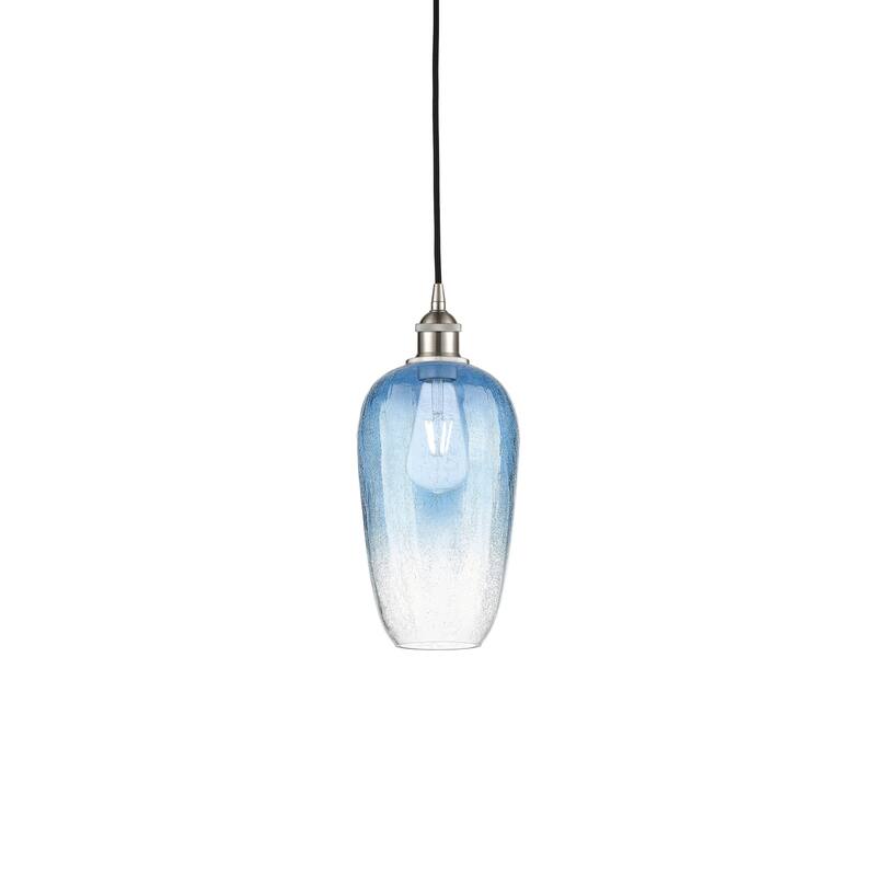 Innovations Lighting 616-1P-15-7 Brookhaven Flute Pendant Brookhaven - Brushed Satin Nickel / Sapphire Blue