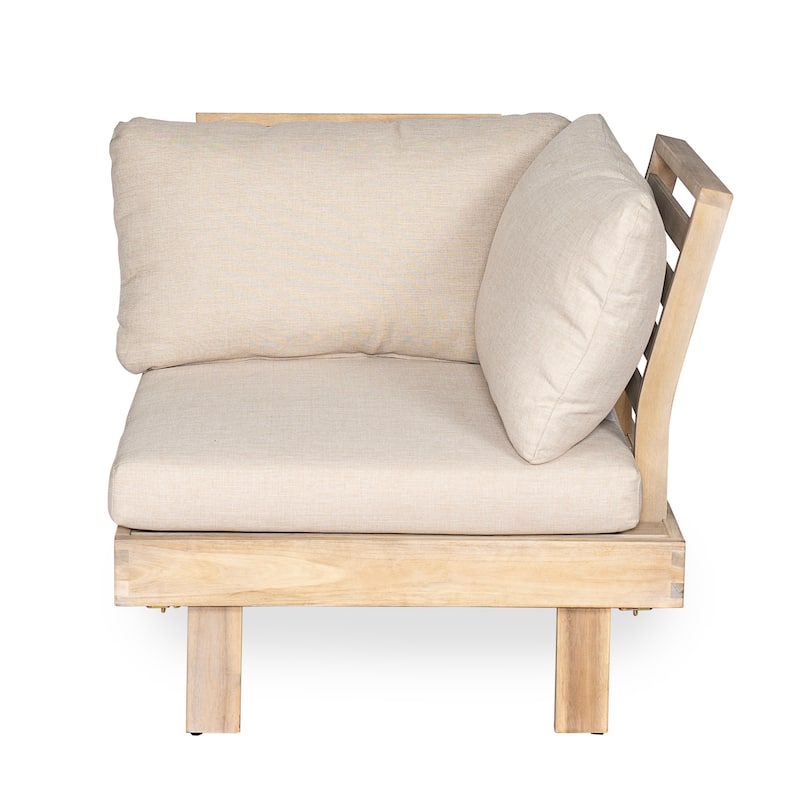 Christopher Knight Home - Topia Mid-Century Outdoor Sectional Sofa Set with Coffee Table and Water-Resistant Cushions