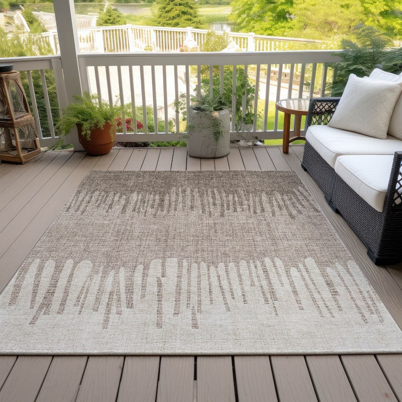 Machine Washable Indoor/Outdoor Modern Ombre Chantille Rug - Brown - 9' x 12'