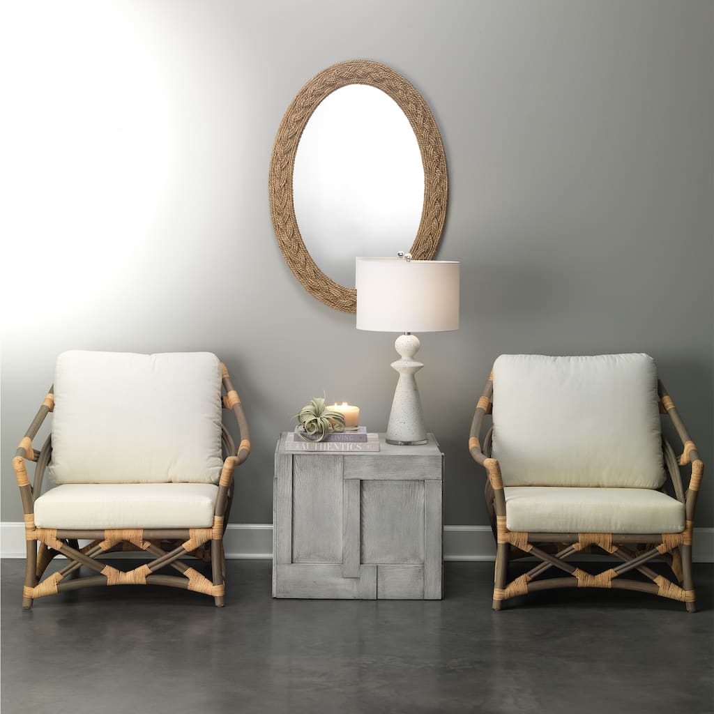 Alden Decor Brie Seagrass Oval Mirror