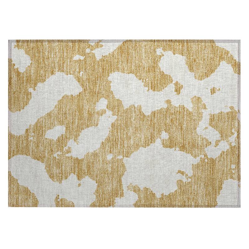 Machine Washable Indoor/ Outdoor Contemporary Abstract Chantille Rug