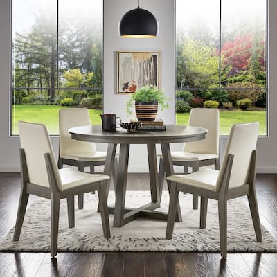 Harstad 47" Wood Finish Fixed Top Round Dining Set by iNSPIRE Q Modern