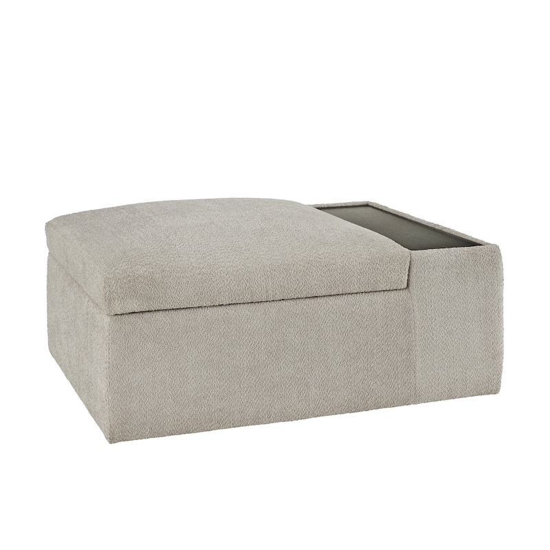 Sebastopol Boucle Fabric Storage Ottoman With Table and Casters by iNSPIRE Q Modern - Gray