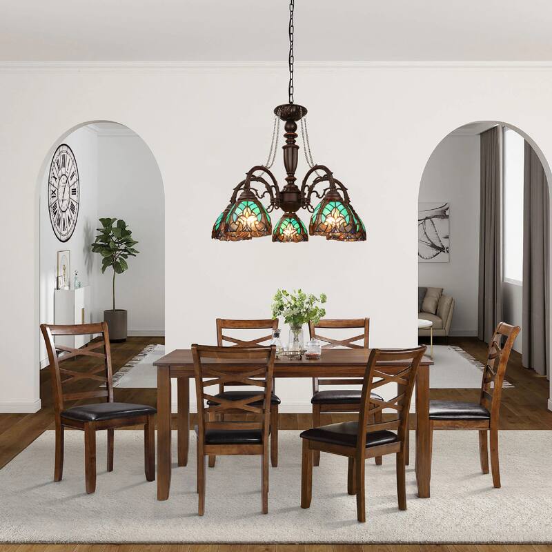 Tiffany Style Victorian Design 5-light Dark Bronze Chandelier - 22 High