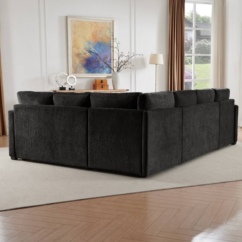 105.5" U-Shaped Sleeper Sectional Sofa with Storage Ottoman