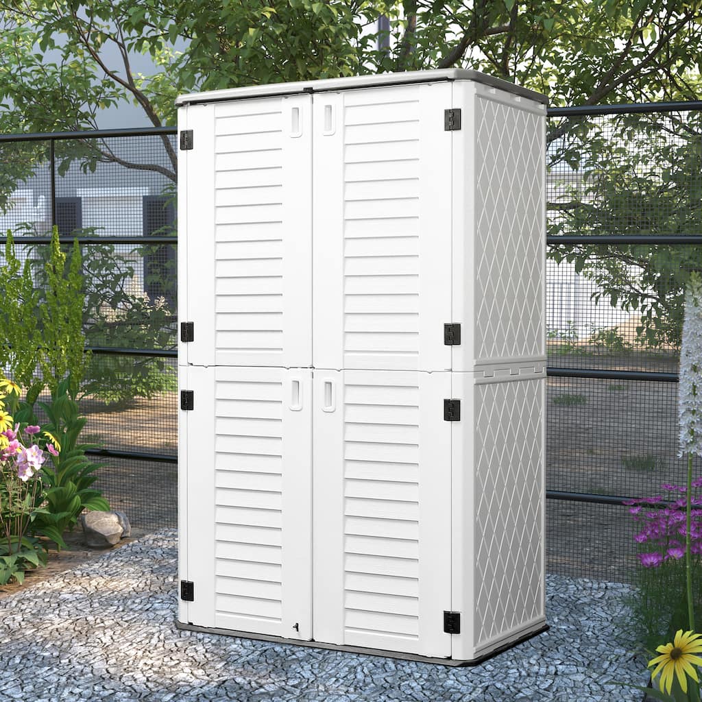 4.16 ft. W x 2.4 ft. D White Resin HDPE Outdoor Storage Shed with Lockable Door
