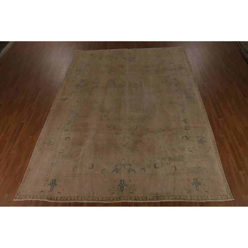 Traditional Tabriz Persian Vintage Area Rug Hand-Knotted Wool Carpet - 9'7" x 12'8"