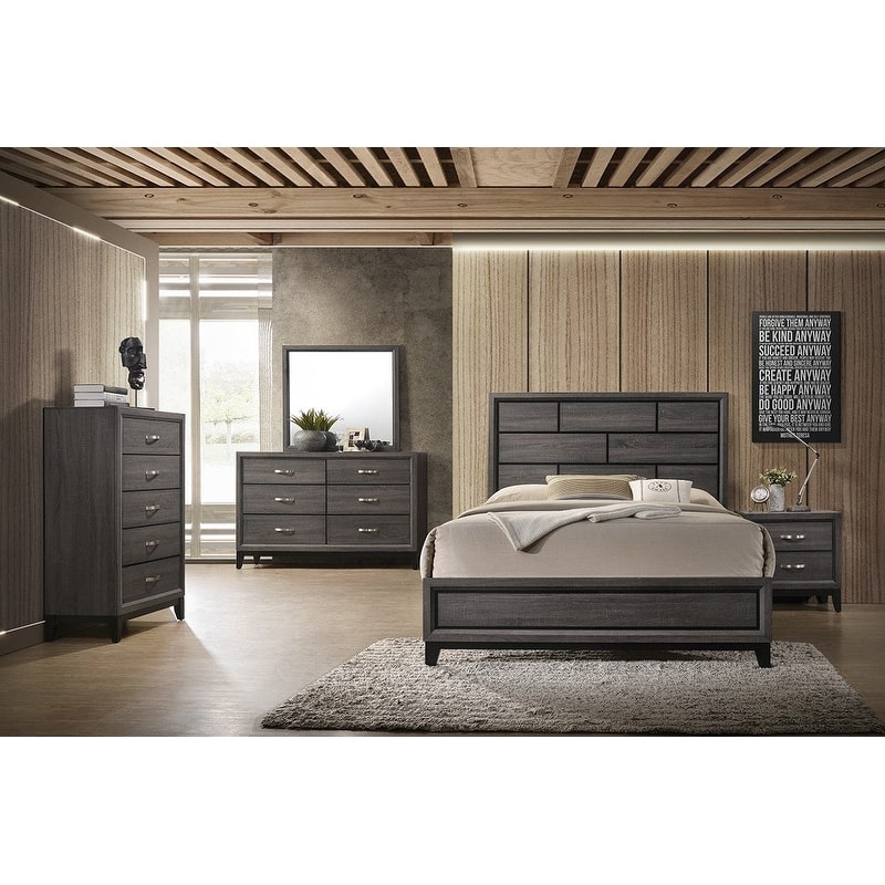 Modern Style 1pc Bed Set Wooden Headboard Desin Tapered Legs Gray Finish Bedroom Furniture