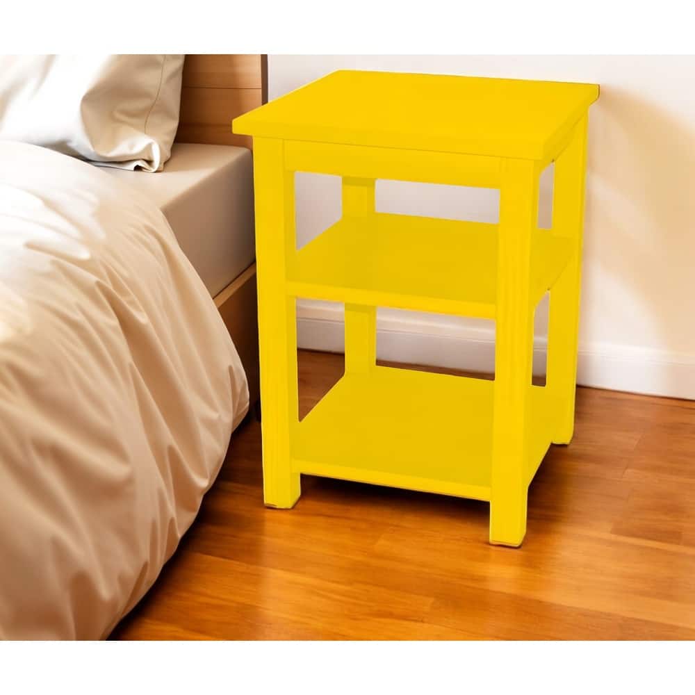 28" Yellow Solid Wood Nightstand