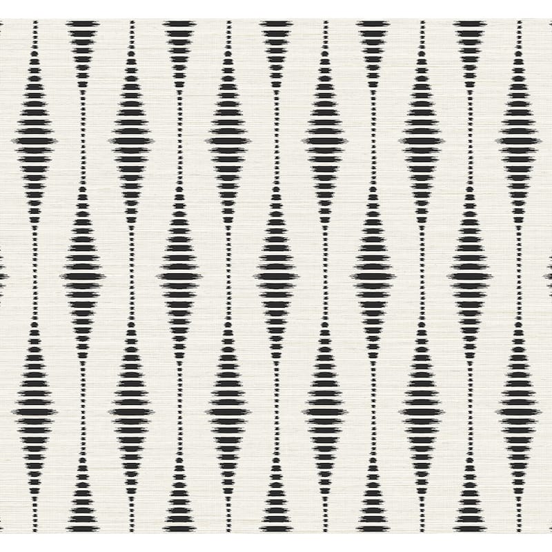 NextWall Striped Ikat Peel and Stick Wallpaper - 27 in. W x 18 ft. L - Ebony & Linen
