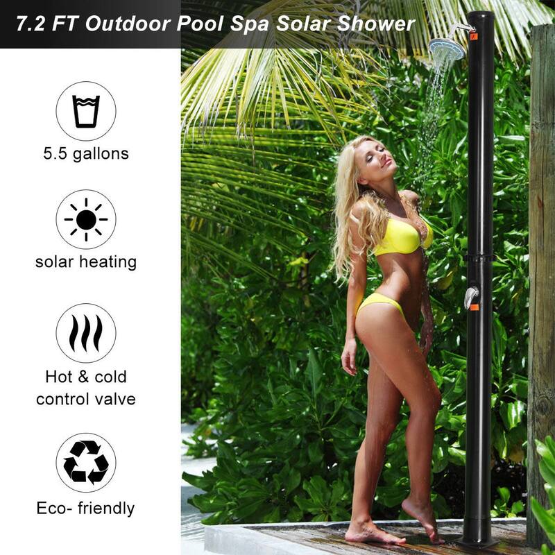 Gymax 7.2 FT Solar Heated Shower Spa Poolside Beach Hot/Cold Base 5.5