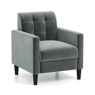 Costway 1/2 PCS Mid Century Modern Velvet Accent Chair with Tufted