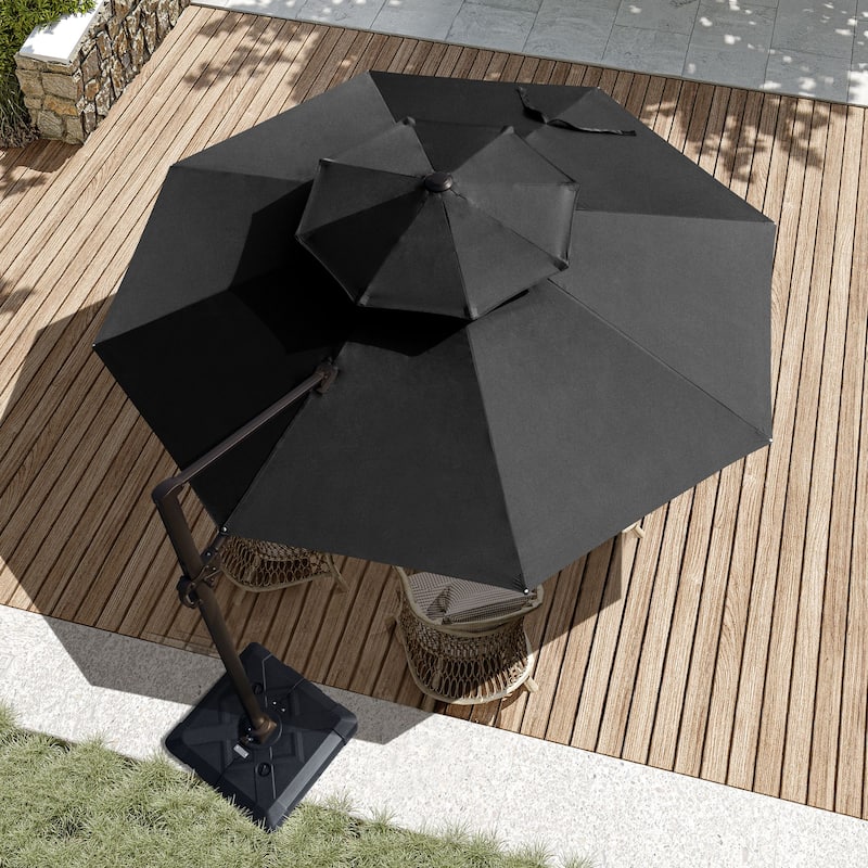 VredHom 11.5FT Dual Wind Vent Offset Cantilever Canopy Patio Umbrella