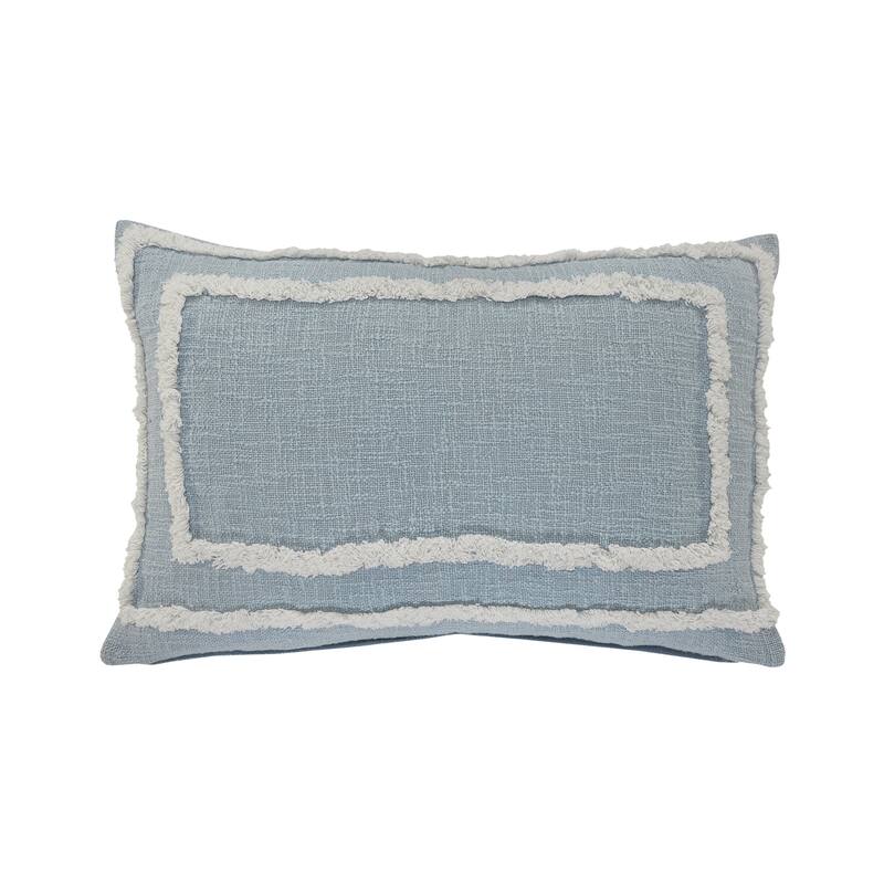 Sevita Guajira Contemporary Textured Sky Blue/White Cotton Throw Pillow - 16" x 24" - Cover Only
