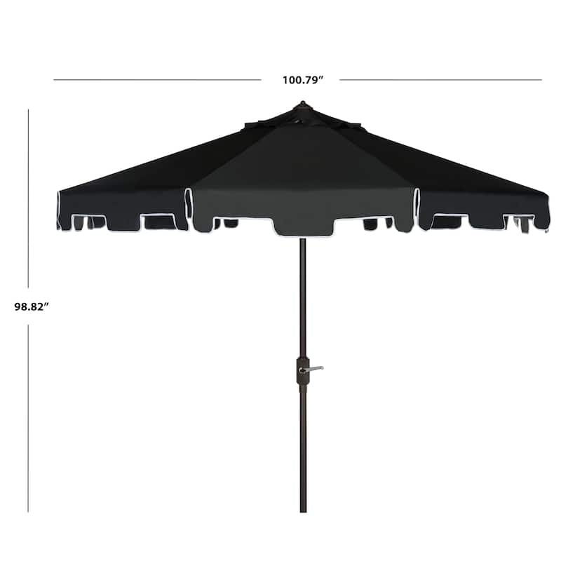SAFAVIEH Sinica Aluminum Tilt And Crank 9-Foot Crank Market Patio Umbrella with Flap