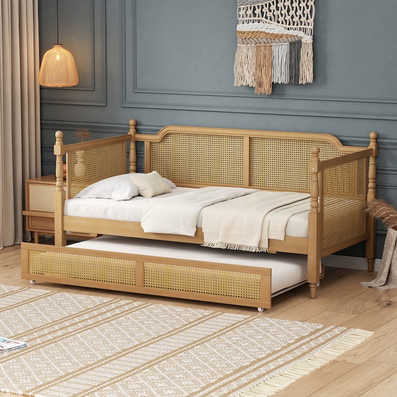 Traditional Rattan Daybed with Storage Drawers or Trundle