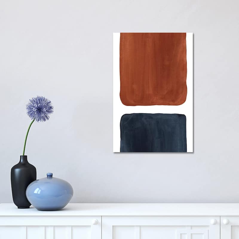 iCanvas "Navy Blue And Terracotta Geometric Watercolor" by Whales Way Canvas Print - 18x12x1.5