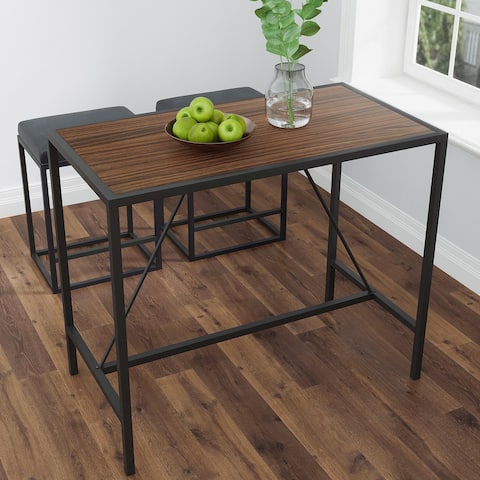 Riley Indoor Walnut Metal Pub Dining Table with Metal Frame