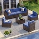 preview thumbnail 2 of 179, AOXUN Fire Pit Conversation Set Rattan Sofa Set Outdoor Furniture With Cushions